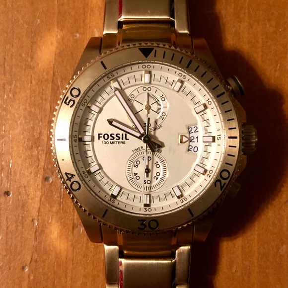 Men’s Gold Fossil Watch - Picture 2 of 5